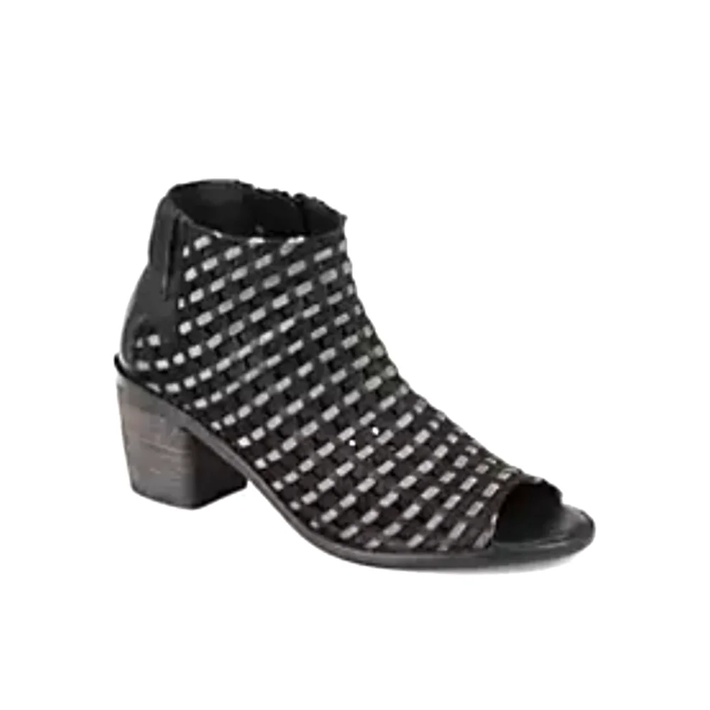 Pliner black&grey‎ woven leather ankle booties